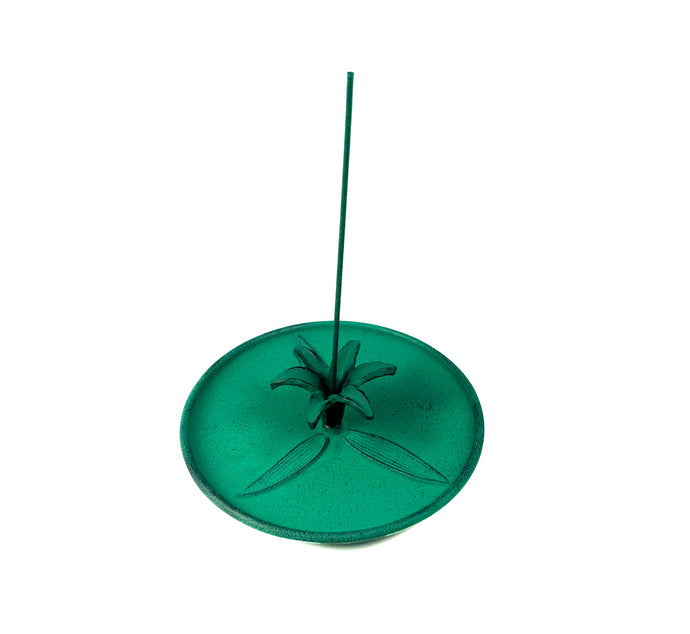 Cast Iron Green Lily Incense Holder