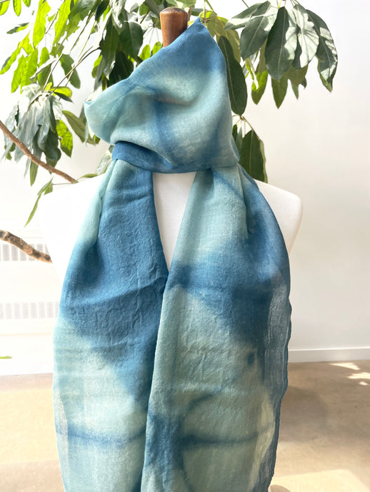 Light Wool Scarf w/ Indigo