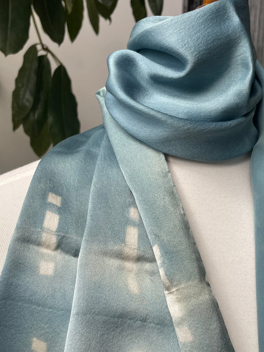 Indigo-Dyed Scarf with White Accents