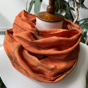 Infinity Scarf—Tangerine with Blue Stripe