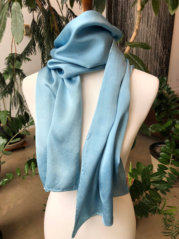 Indigo-dyed Silk Charmeuse Scarf