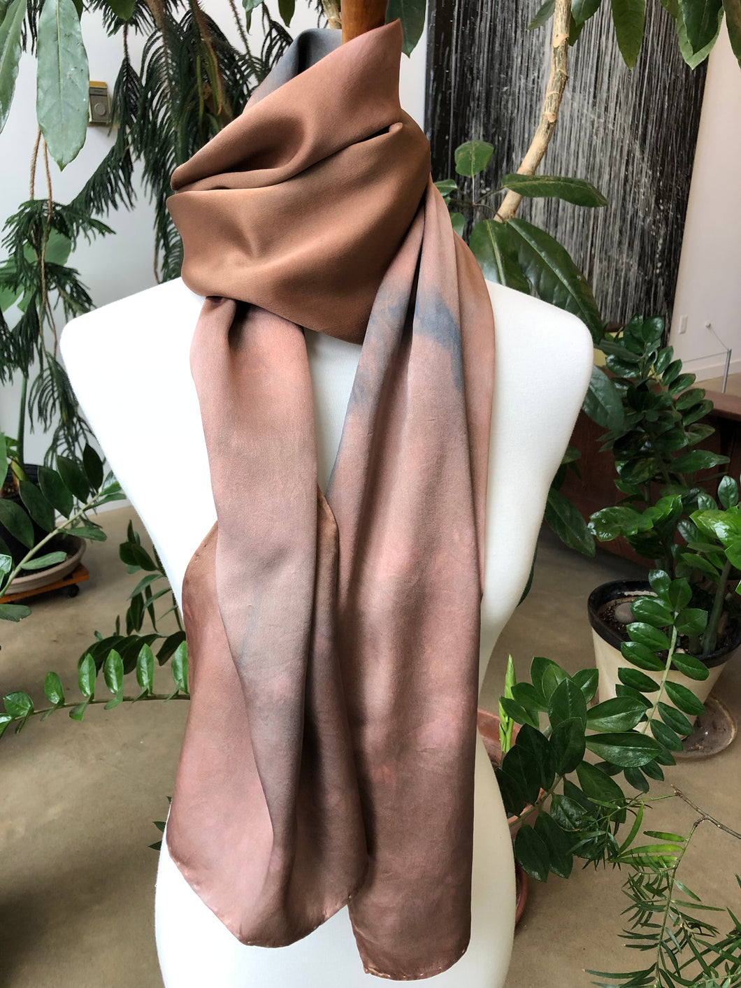 Silk Charmeuse Scarf: Bronze Patina