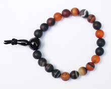 Load image into Gallery viewer, Matte Black &amp; Red Sardonyx Agate Wrist Mala