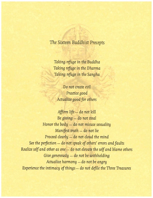 The Sixteen Buddhist Precepts