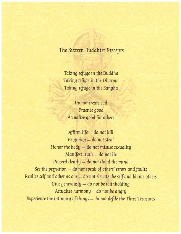 The Sixteen Buddhist Precepts