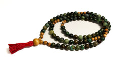 African Turquoise and Meranti Wood Full Mala