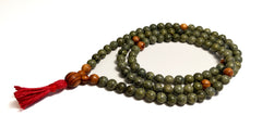 Serpentine and Olivewood Full Mala