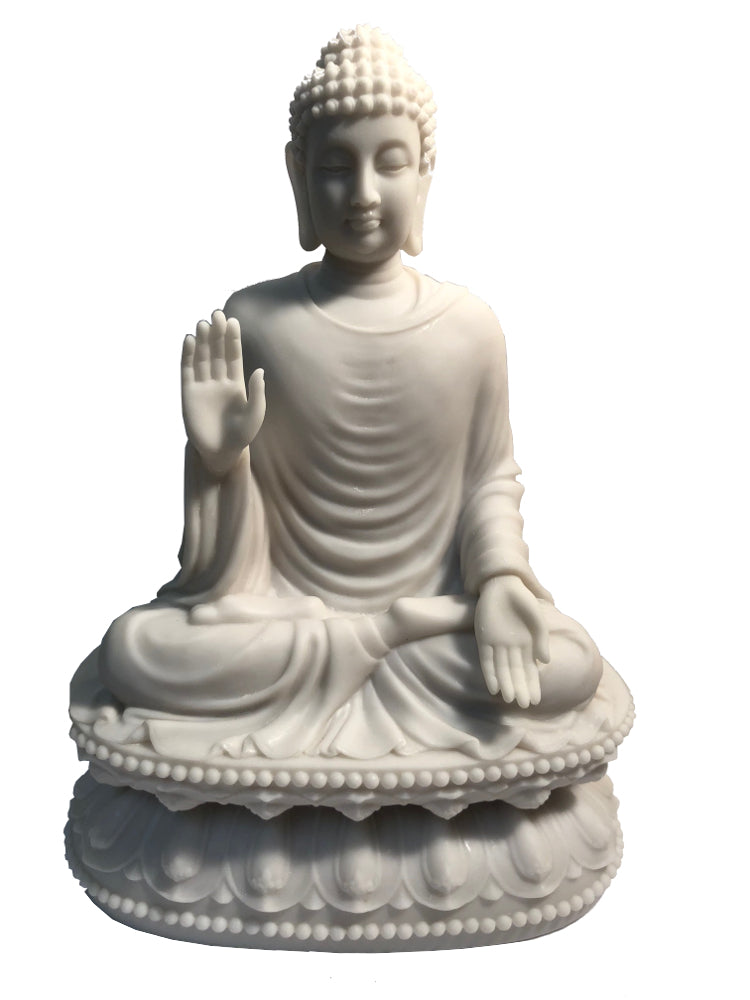 Seated Fearless Shakyamuni Buddha Statue [Marble White]