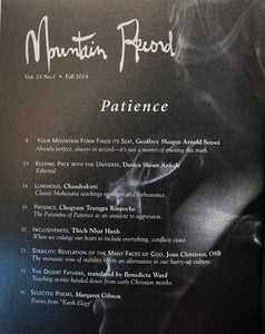 Patience - Mountain Record, Vol. 33.1, Fall 2014